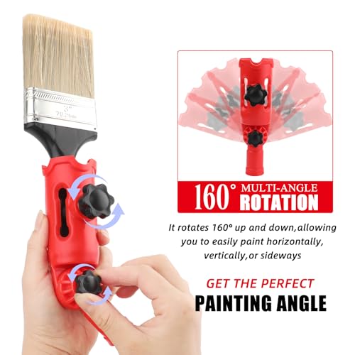 1 Pcs Multi-Angle Paint Brush Extender Tool,High Ceiling Paint Edger Tool,Adjustable Extension Pole Attachment Holder for Paint Brush,Roller, Scraper,Secure Handle Grip,Fits Walls, Trim & Corner