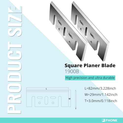 3-1/4 Inch Carbide Planer Blades, 82mm TCT Replacement Knives, Compatible with DeWalt, Makita, Bosch, Ryobi, Hitachi Hand-Held Planers (1900B)