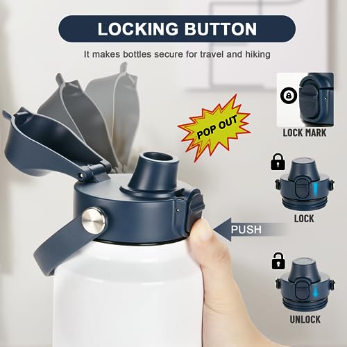 EIPOSAU Replacement Chug Lid for YETI Rambler Bottles 18oz-64oz, BPA-Free, Push Button Lock