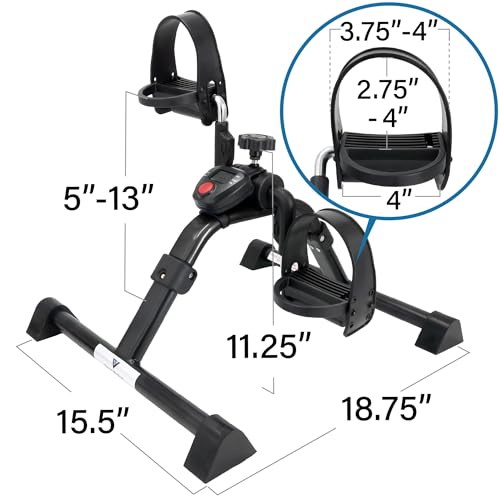 Under Desk Bike Pedal Exerciser with LCD Display - Mini Cycle for Home Office & Physical Therapy