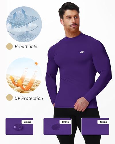 Men's Compression Mock Neck Shirt - UPF 50+ Long Sleeve - Medium Purple