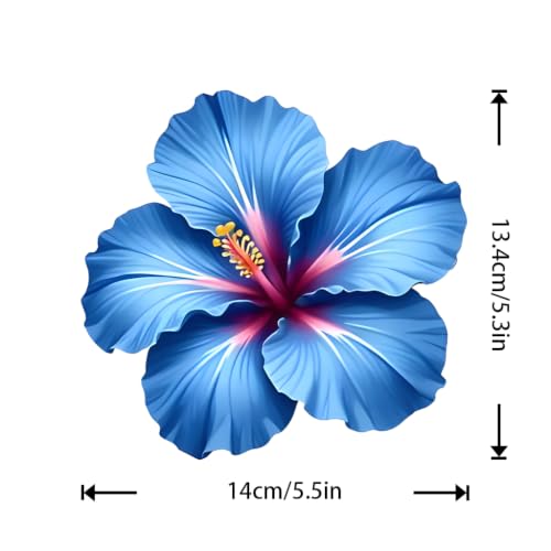 Blue Hibiscus Flower Car Decals - Waterproof Vinyl Stickers (Set of 2)