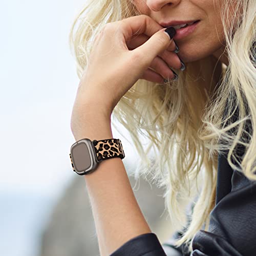 Elastic Nylon Watch Band for Versa 4, Versa 3, Sense 2 - Leopard