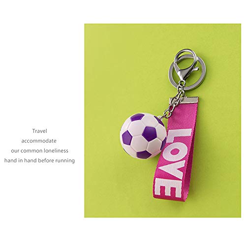 Football Keychain for Boys - Eco-Friendly Zinc Alloy - Rose Red