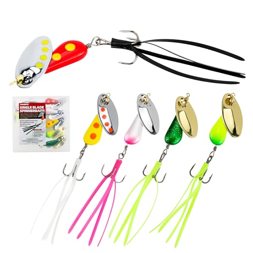 Inline Spinner Fishing Lures 5-Pack - 1/6 oz Metal Spinnerbaits