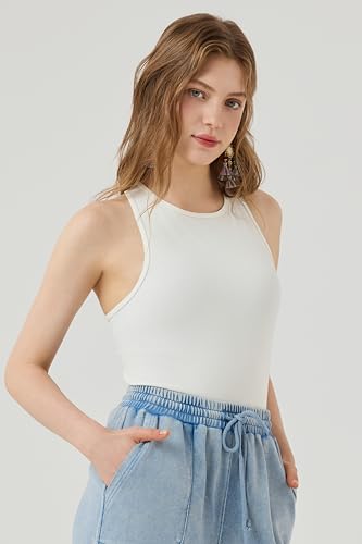 Seamless High Neck Yoga Crop Top - Off-White, Medium-Large