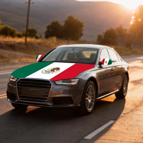 Mexico Flag Car Hood & Mirror Cover Set - Universal Fit