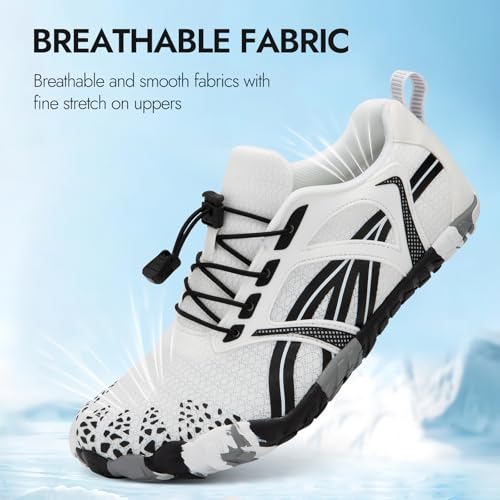 Barefoot Water Shoes for Men & Women - Quick Dry Aqua Shoes 8.5 Women/7 Men - White