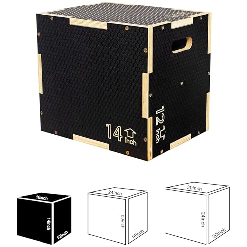 Plyo Box Jump Exercise Platform - 16" x 14" x 12" - Black