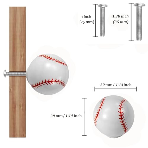 Baseball Drawer Knobs, 6-Pack Decorative Sports Cabinet Pulls