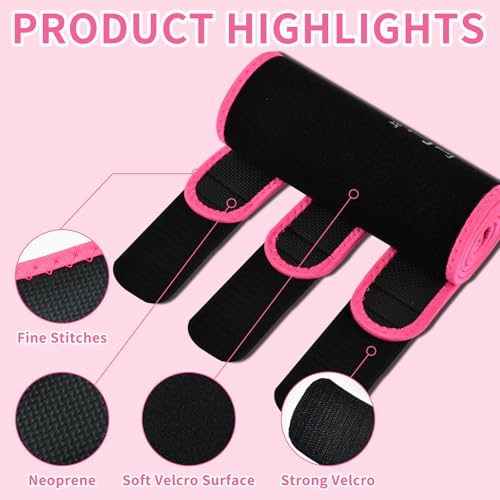 Waist Trainer Sweat Belt for Men & Women - Medium Black/Pink