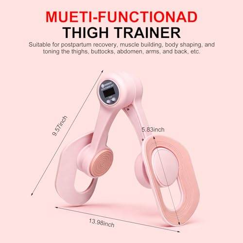 Adjustable Thigh Trainer with Resistance Bands & Auto Counter for Home Fitness