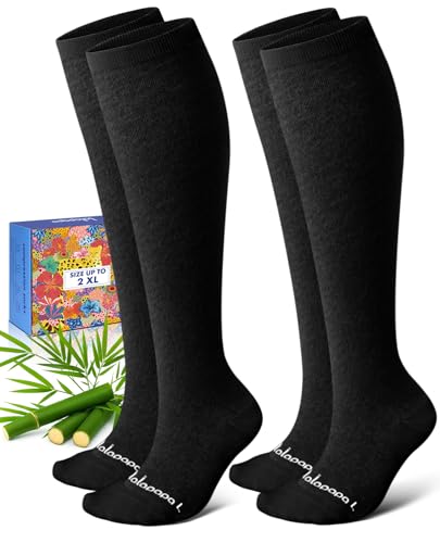 Lalapapa Bamboo Viscose Compression Socks for Women Men – Black, Small-Medium