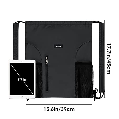 WANDF Drawstring Gym Backpack with Shoulder Pad - Lightweight Sports Bag