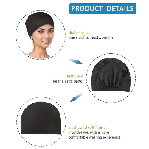 Cmonie 12-Pack Large Solid Women Chemo Beanie Turban Hats - One Size Stretchy Head Coverings