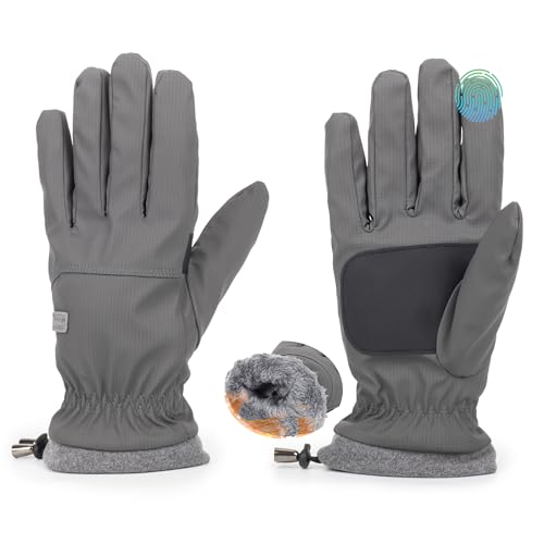 Water-Repellent Winter Ski Gloves with Touchscreen - Grey