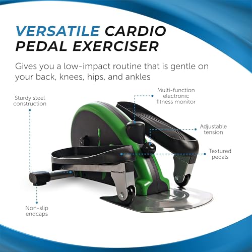 Compact Elliptical Strider Machine - Under Desk Exercise - Black/Green