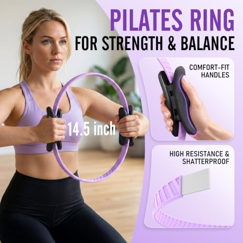 Weighted Hula Fitness Hoop & 12-Piece Pilates Kit for Home Workouts