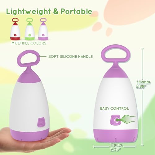 PEPTRONIC Kids Camping Lantern & Night Light (Purple) – 3-Mode 360° Eye-Safe, IPX4 Waterproof