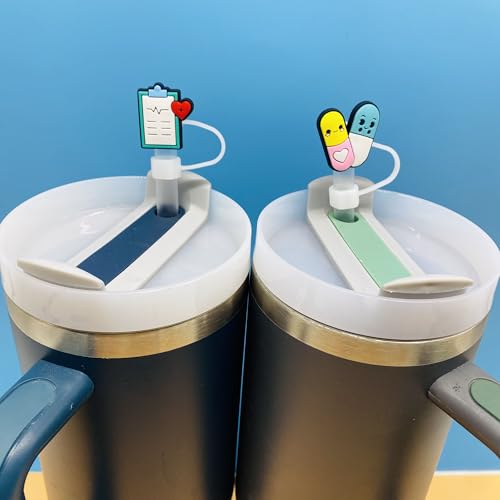 Nurse Straw Toppers for Stanley Cups - 12pcs Reusable Covers