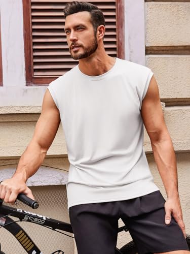 Men's Sleeveless Tank Top - Casual Workout Gym Shirt - XX-Large White
