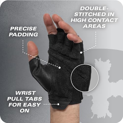 Durable Half Finger Weightlifting Gloves - X-Large Black