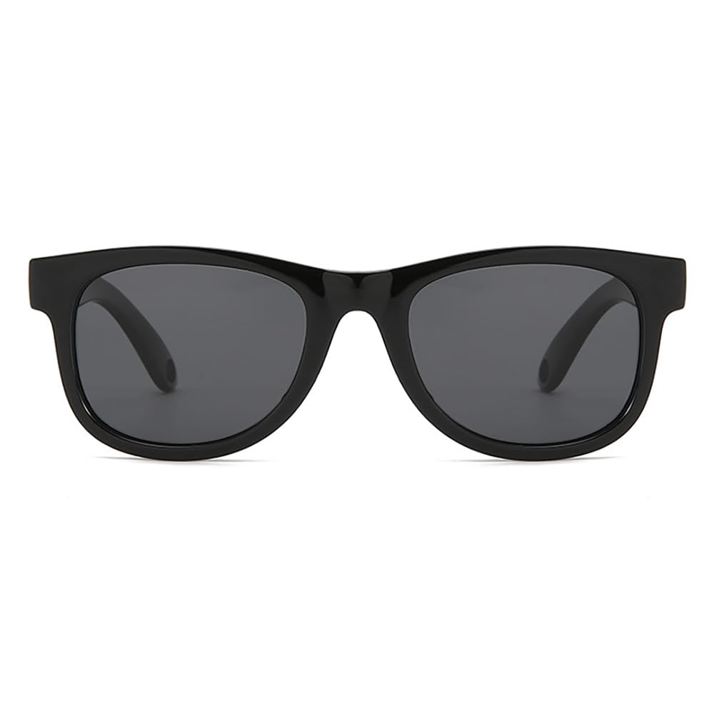 JUSLINK Flexible Polarized Baby Sunglasses for Toddler and Infant with Strap Age 0-4 (Black)