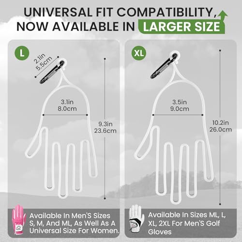 Durable Golf Gloves Stretcher Holder - White, 2 Pack, Large