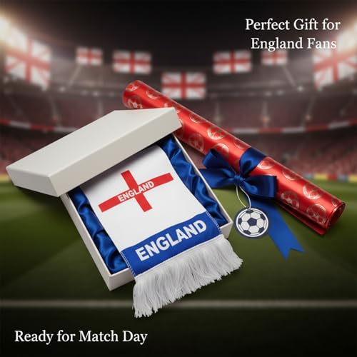 England National Team Soccer Scarf - Double-Sided Flannelette 53x7 Inch