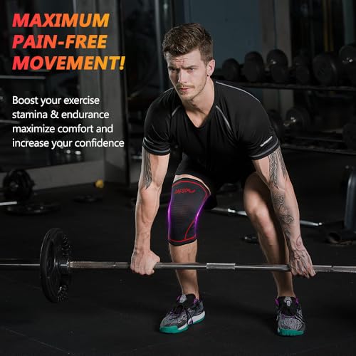 Knee Compression Sleeve - Large, 2 Pack for Weightlifting & Sports