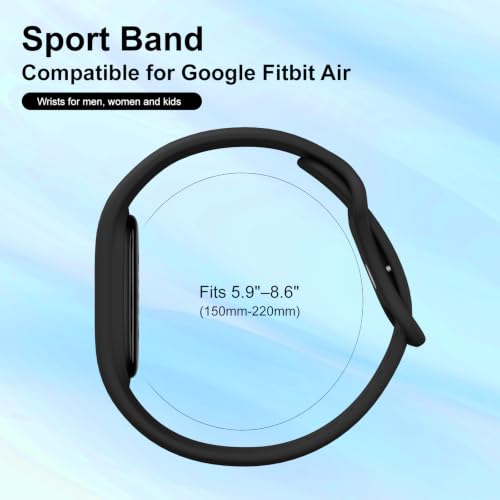 Silicone Sport Strap for Fitbit Air - Black, Sweatproof & Lightweight