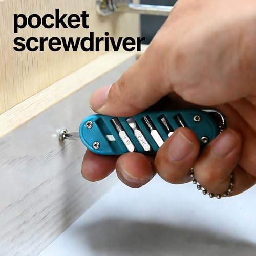 7-in-1 EDC Pocket Knife Multitool - Keychain Tool, Blue, 2.8"
