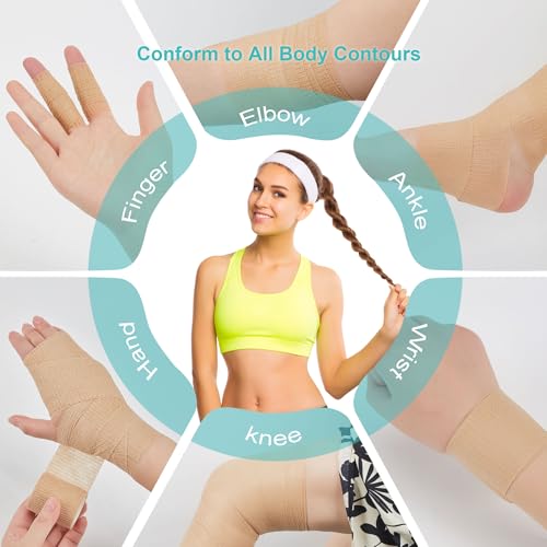 Self Adhesive Bandage Wraps - 6 Pack, 2" x 5 Yards, Beige