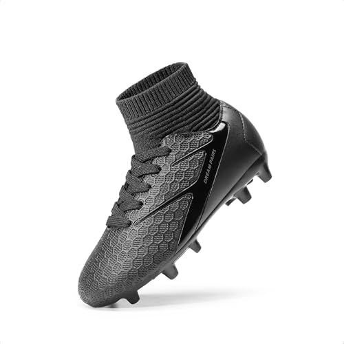 Kids Soccer Cleats - Dream Pairs Big Kid Black Monochrome Football Shoes, Size 6