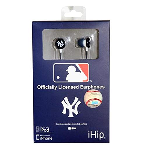 New York Yankees Printed Ear Buds - Blue/White, Standard Packaging