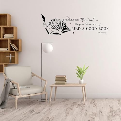 PLIGREAT Read Books Inspirational Quotes Wall Stickers, Removable Vinyl Peel and Stick Wall Decals for Nursery School Library Study Reading Room Wall Deocrations Home Office Indoor DIY Wall Art Decor
