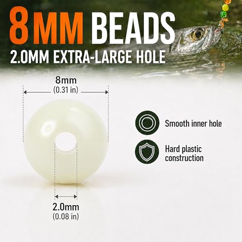 Fishing Beads 8mm 500pcs Glow in The Dark Hard Plastic Lures