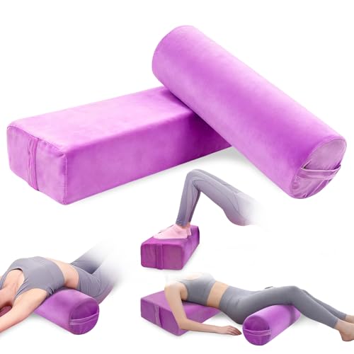 Yoga Bolster Pillow Set - Rectangular & Cylinder Supports for Meditation