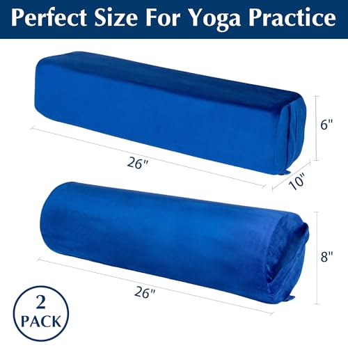 Yoga Bolster Pillow Set - Rectangular & Cylinder, Blue