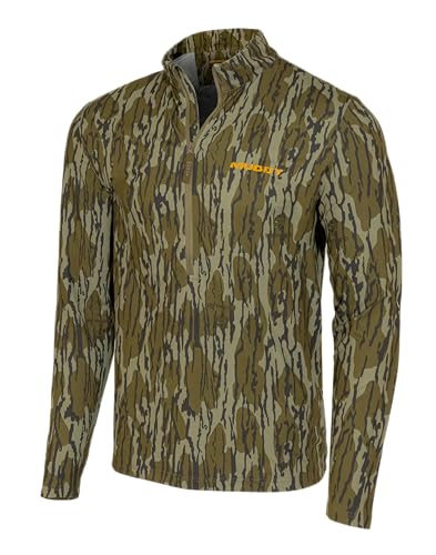 Muddy TRX Lightweight Quarter Zip Shirt for Men, Mossy Oak Bottomland, Medium