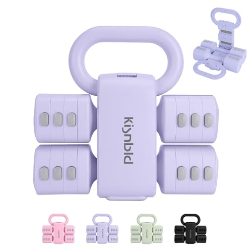 Kisnbld Adjustable Dumbbell & Kettlebell Set - Purple 2-in-1 Home Gym Equipment