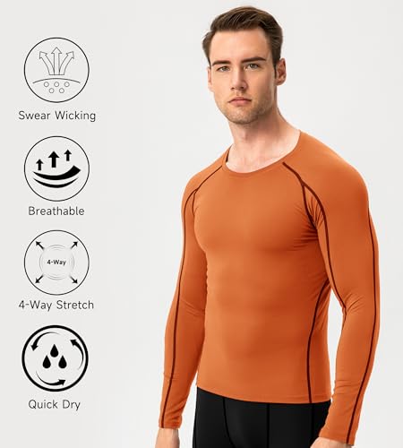 Men's Long Sleeve Compression Shirt - Moisture-Wicking Athletic Base Layer