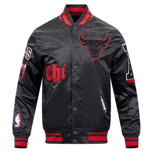 NBA Old English Satin Jacket - Chicago Bulls - X-Large - Black/Red