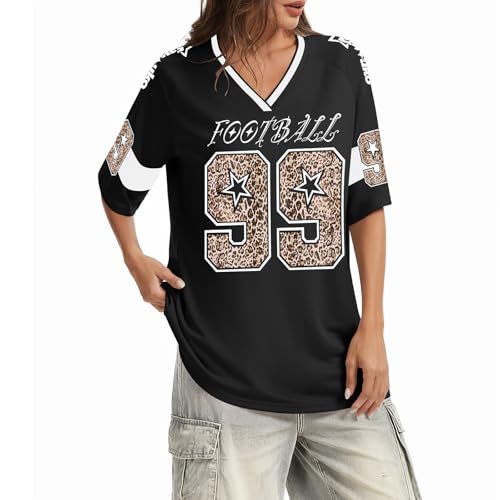 Y2K Oversized Football Jersey Shirt for Women - Large Black