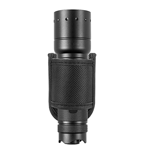 Flashlight Holster for Duty Belt - Nylon Compact Light Holder - Black 1 Pack