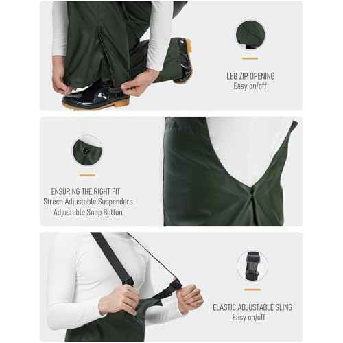 Town & Field Waterproof Overall Rain Pants, Heavy-Duty Rubber Bib, Unisex Fit Workwear for Industrial, Fishing, Farming