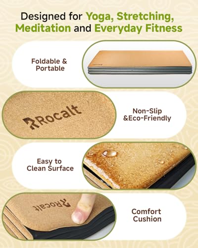 Foldable Cork Yoga Mat - Non-Slip, Travel-Friendly 69x24 Inches, Eco-Friendly