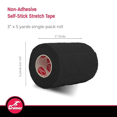 Self-Adhesive Stretch Tape - Black 3" x 5 Yards - Single Roll