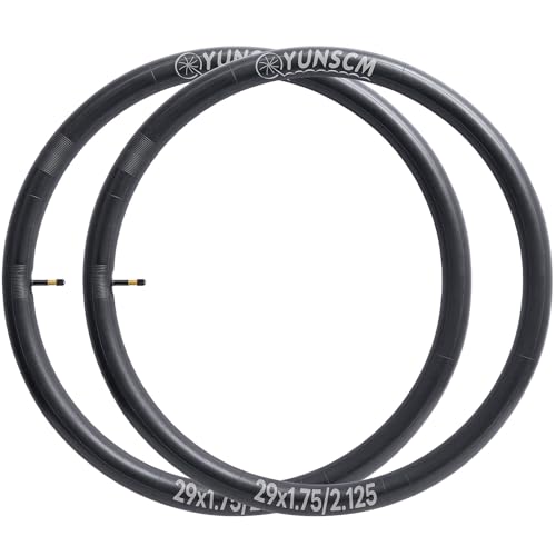 YunSCM 29x1.75/2.125 AV48mm Schrader Inner Tubes - 2 Pack, Black