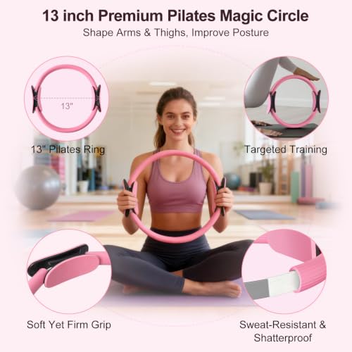 Complete Pilates Kit with Resistance Bands & Yoga Block - 18pcs Home Workout Set